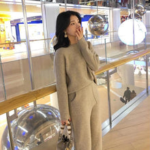 Load image into Gallery viewer, Cashmere Knitted Women's Sweater Pants Suit Autumn Ankle-length Sports Suits Female 2019 Fashion Batwing Sleeve 2 Piece Sets
