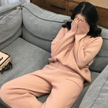 Load image into Gallery viewer, Cashmere Knitted Women's Sweater Pants Suit Autumn Ankle-length Sports Suits Female 2019 Fashion Batwing Sleeve 2 Piece Sets