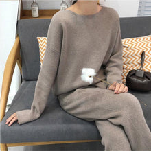 Load image into Gallery viewer, Cashmere Knitted Women's Sweater Pants Suit Autumn Ankle-length Sports Suits Female 2019 Fashion Batwing Sleeve 2 Piece Sets
