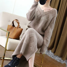 Load image into Gallery viewer, New 2019 Winter Knitted Womans Suits Thick Loose Sweater + Pencil Skirts Sets for Woman Casual Ladies Two-pieces Suit Quality