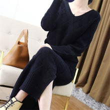 Load image into Gallery viewer, New 2019 Winter Knitted Womans Suits Thick Loose Sweater + Pencil Skirts Sets for Woman Casual Ladies Two-pieces Suit Quality