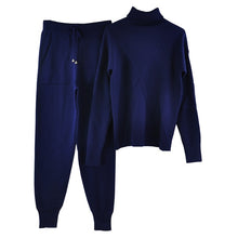 Load image into Gallery viewer, MVGIRLRU Woman Sweater Suits Casual  Knit Tracksuit Turtleneck Pullovers+pants Two Piece Sets Female Outfits