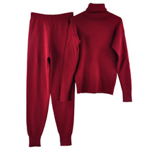 Load image into Gallery viewer, MVGIRLRU Woman Sweater Suits Casual  Knit Tracksuit Turtleneck Pullovers+pants Two Piece Sets Female Outfits