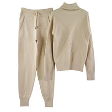 Load image into Gallery viewer, MVGIRLRU Woman Sweater Suits Casual  Knit Tracksuit Turtleneck Pullovers+pants Two Piece Sets Female Outfits