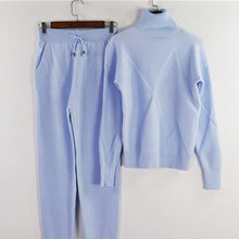 Load image into Gallery viewer, MVGIRLRU Woman Sweater Suits Casual  Knit Tracksuit Turtleneck Pullovers+pants Two Piece Sets Female Outfits
