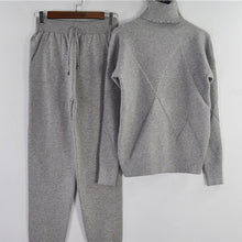 Load image into Gallery viewer, MVGIRLRU Woman Sweater Suits Casual  Knit Tracksuit Turtleneck Pullovers+pants Two Piece Sets Female Outfits